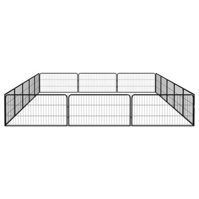 vidaXL 16-Panel Dog Playpen Black 39.4"x19.7" Powder-coated Steel