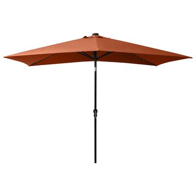 vidaXL Garden Parasol with LEDs and Steel Pole Terracotta 6.6'x9.8'