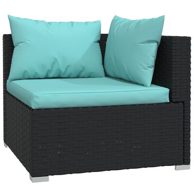 vidaXL Patio Furniture Set 5 Piece with Cushions Poly Rattan Black