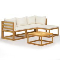 vidaXL 5 Piece Patio Lounge Set with Cushions Solid Acacia Wood