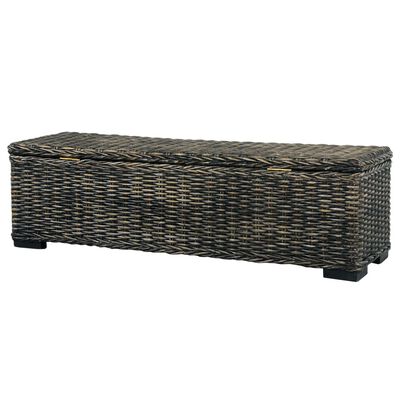 vidaXL Storage Box 47.2" Black Kubu Rattan and Solid Mango Wood