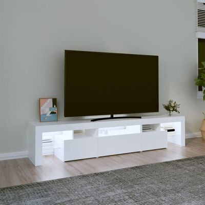 vidaXL TV Stand with LED Lights White 78.7"x14.4"x15.7"