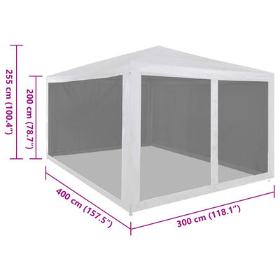 vidaXL Party Tent with 4 Mesh Sidewalls 157.5"x118.1"