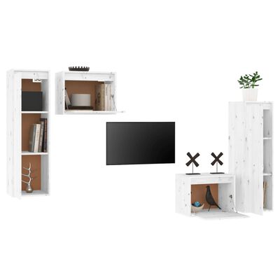 vidaXL TV Stands 4 Pcs White Solid Wood Pine