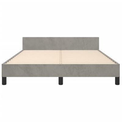 vidaXL Bed Frame with Headboard Light Gray 53.9"x74.8" Full Velvet