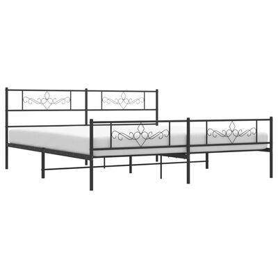 vidaXL Metal Bed Frame without Mattress with Footboard Black 76"x79.9"