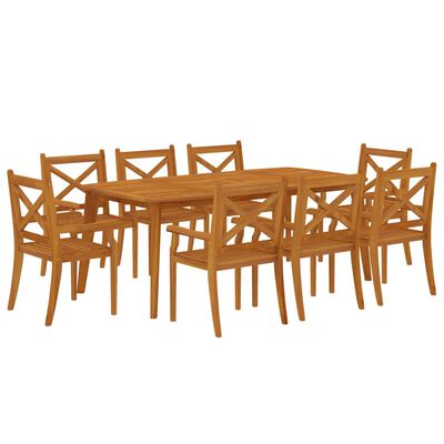 vidaXL 9 Piece Patio Dining Set Solid Wood Acacia