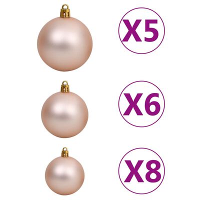 vidaXL Artificial Pre-lit Christmas Tree with Ball Set 70.9" 620 Branches