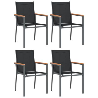 vidaXL 5 Piece Patio Dining Set Black Textilene and Steel