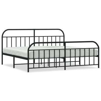 vidaXL Metal Bed Frame without Mattress with Footboard Black 76"x79.9"