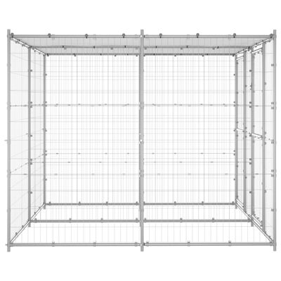 vidaXL Outdoor Dog Kennel Galvanized Steel with Roof 52.1 ft²