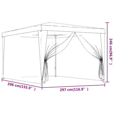 vidaXL Party Tent with 4 Mesh Sidewalls Red 9.8'x13.1' HDPE