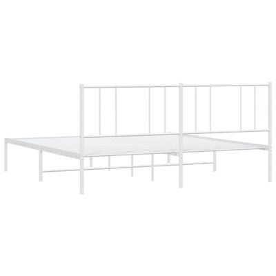 vidaXL Metal Bed Frame without Mattress with Headboard White 76"x79.9"