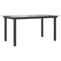 vidaXL Patio Table Black 59.1"x35.4"x29.1" Aluminum and Glass