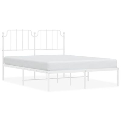 vidaXL Metal Bed Frame without Mattress with Headboard White 53.1"x74.8"