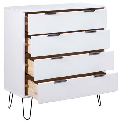 vidaXL Drawer Cabinet White 30.1"x15.6"x35.6" Solid Pine Wood