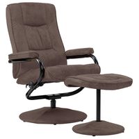 vidaXL Swivel Recliner with Ottoman Brown Faux Suede Leather