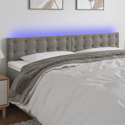 vidaXL LED Headboard Light Gray 63"x2"x30.7"/34.6" Velvet