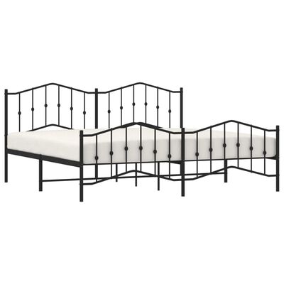 vidaXL Metal Bed Frame without Mattress with Footboard Black 76"x79.9"