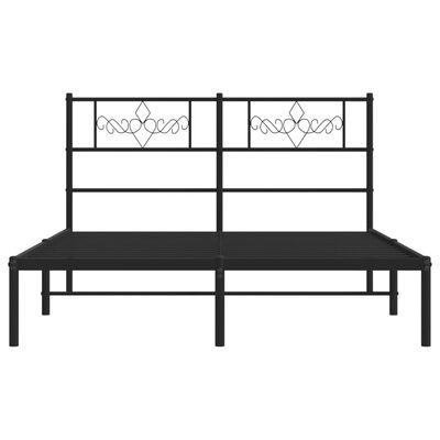 vidaXL Metal Bed Frame without Mattress with Headboard Black 59.1"x78.7"