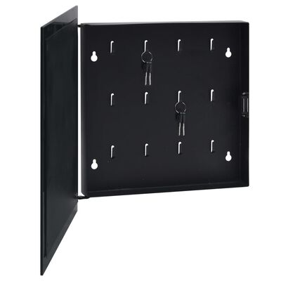 vidaXL Key Box with Magnetic Board Black 13.8"x13.8"x1.6"