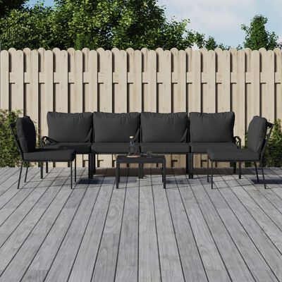 vidaXL 7 Piece Patio Lounge Set with Gray Cushions Steel