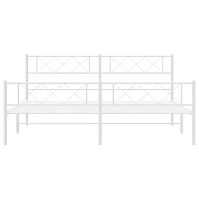 vidaXL Metal Bed Frame without Mattress with Footboard White 76"x79.9"