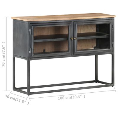 vidaXL Sideboard Gray 39.4"x11.8"x27.6" Solid Acacia Wood