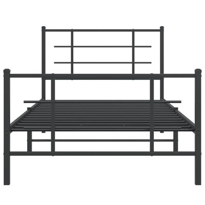 vidaXL Metal Bed Frame without Mattress with Footboard Black 39.4"x78.7"