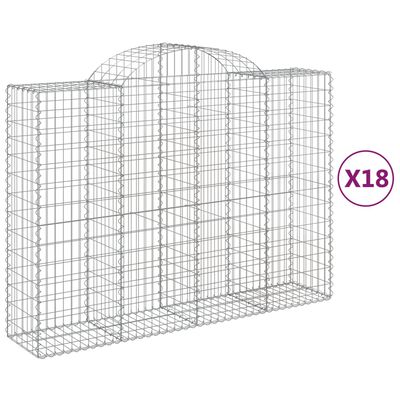 vidaXL Arched Gabion Baskets 18 pcs 78.7"x19.7"x55.1"/63" Galvanized Iron