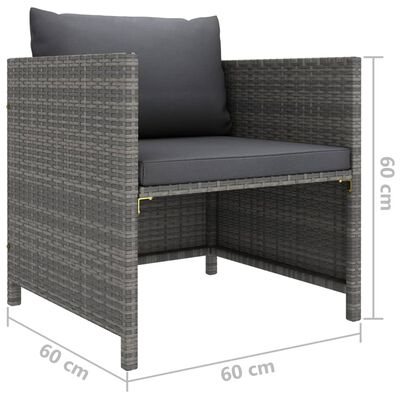 vidaXL 5 Piece Patio Lounge Set with Cushions Poly Rattan Gray