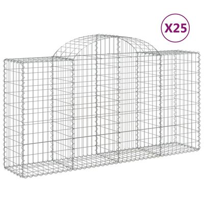 vidaXL Arched Gabion Baskets 25 pcs 78.7"x19.7"x39.4"/47.2" Galvanized Iron