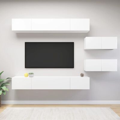 vidaXL 6 Piece TV Stand Set White Engineered Wood | vidaXL.com