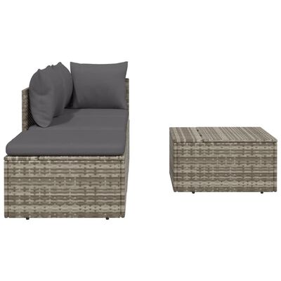 vidaXL 4 Piece Patio Lounge Set with Cushions Gray Poly Rattan