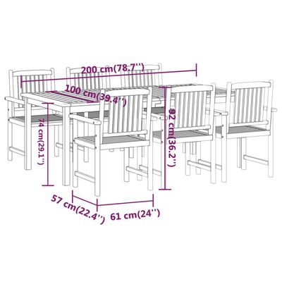 vidaXL 7 Piece Patio Dining Set Solid Wood Acacia