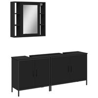 vidaXL 3 Piece Bathroom Cabinet Set Black Engineered Wood