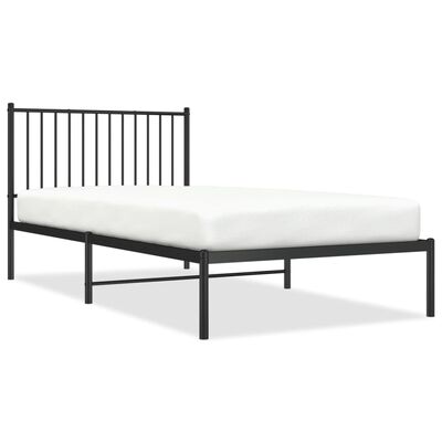 vidaXL Metal Bed Frame without Mattress with Headboard Black 39.4"x78.7"