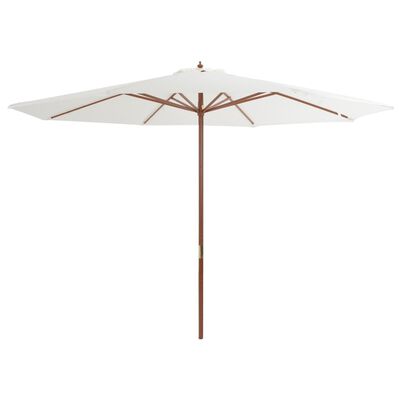 vidaXL Garden Parasol with Wooden Pole 137.8" Sand White