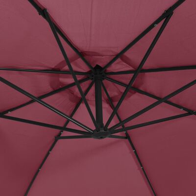 vidaXL Cantilever Umbrella with LED Lights Bordeaux Red 137.8"