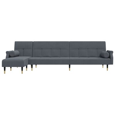 vidaXL L-shaped Sofa Bed Dark Gray 106.7"x55.1"x27.6" Velvet