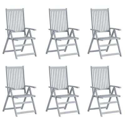 vidaXL Patio Reclining Chairs 6 pcs with Cushions Solid Acacia Wood