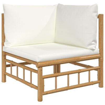 vidaXL 8 Piece Patio Lounge Set with Cream White Cushions Bamboo