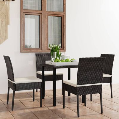 vidaXL 5 Piece Patio Dining Set Poly Rattan Black