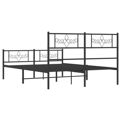 vidaXL Metal Bed Frame without Mattress with Footboard Black 53.1"x74.8"