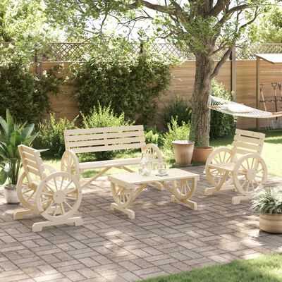 vidaXL 4 Piece Patio Lounge Set Solid Wood Fir