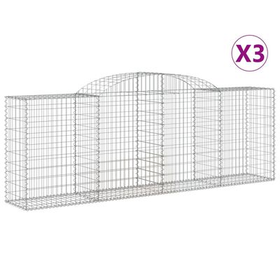 vidaXL Arched Gabion Baskets 3 pcs 118.1"x19.7"x39.4"/47.2" Galvanized Iron