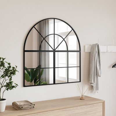 vidaXL Wall Mirror Black 31.5"x31.5" Arch Iron