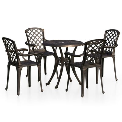 vidaXL 5 Piece Bistro Set Cast Aluminum Bronze