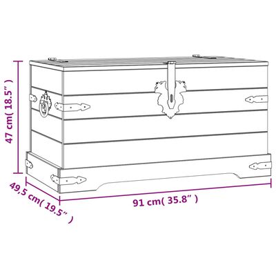 vidaXL Storage Chest Mexican Pine Corona Range 35.8"x19.5"x18.5"