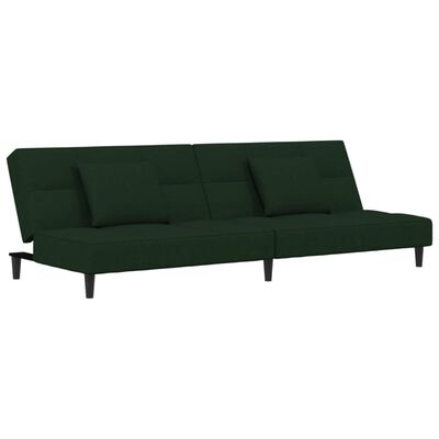 vidaXL 2-Seater Sofa Bed with Two Pillows Dark Green Velvet